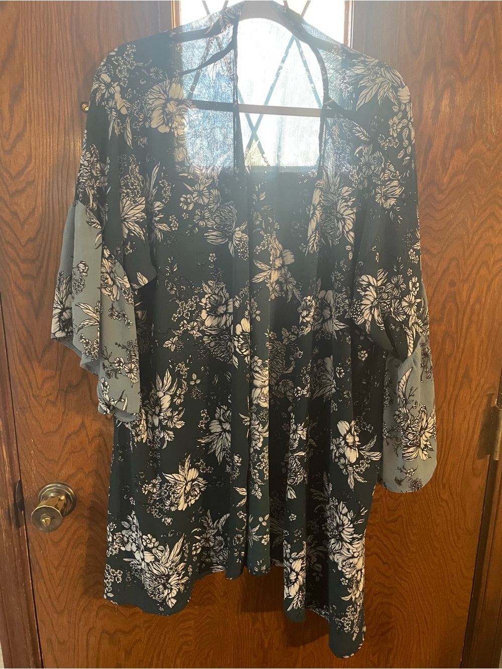 Floral Open-Front Women's Kimono Cardigan - Black Floral